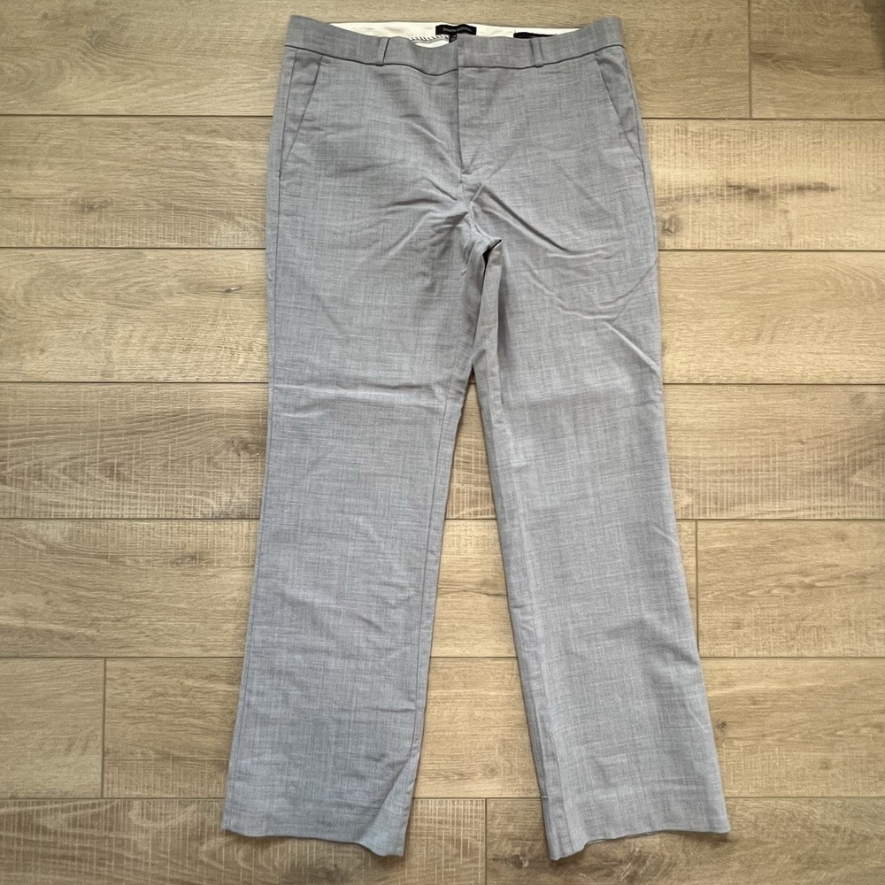 Banana Republic Logan Trousers Women 14 Gray Wool Blend Straight Leg Dress Pants